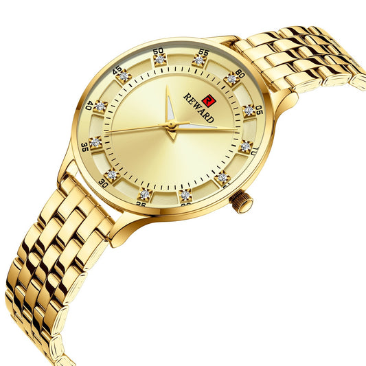 Elegant Women's Stainless Steel Waterproof Quartz Watch – Timeless Precision & Style