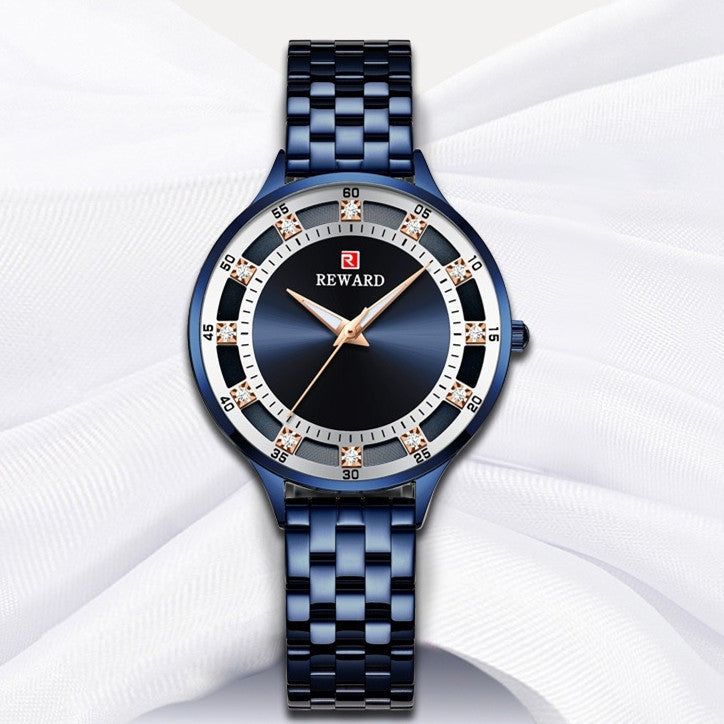Elegant Women's Stainless Steel Waterproof Quartz Watch – Timeless Precision & Style