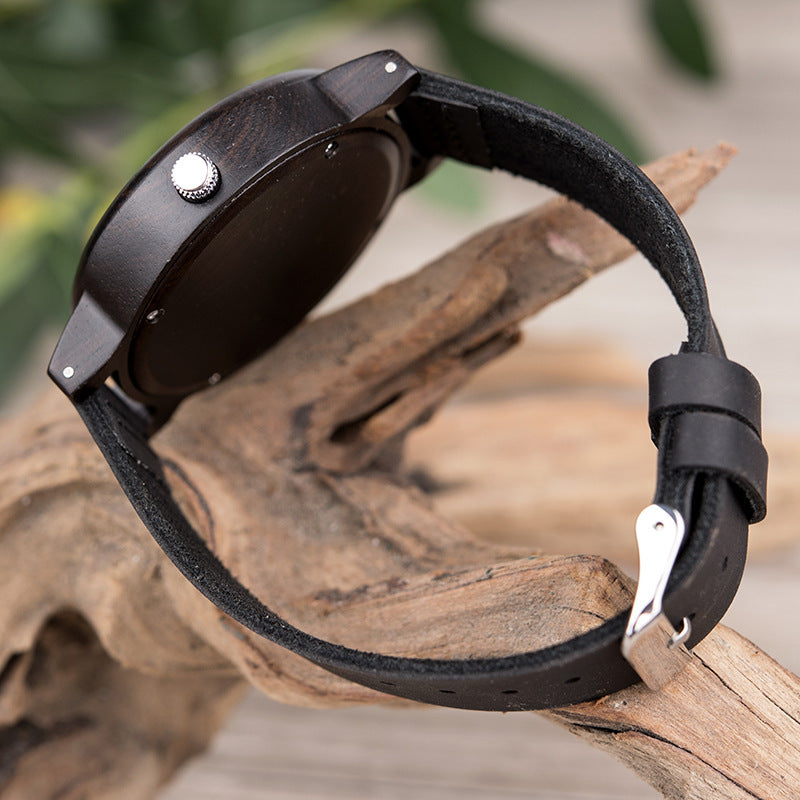 Men's and Women's Leather Wooden Watch
