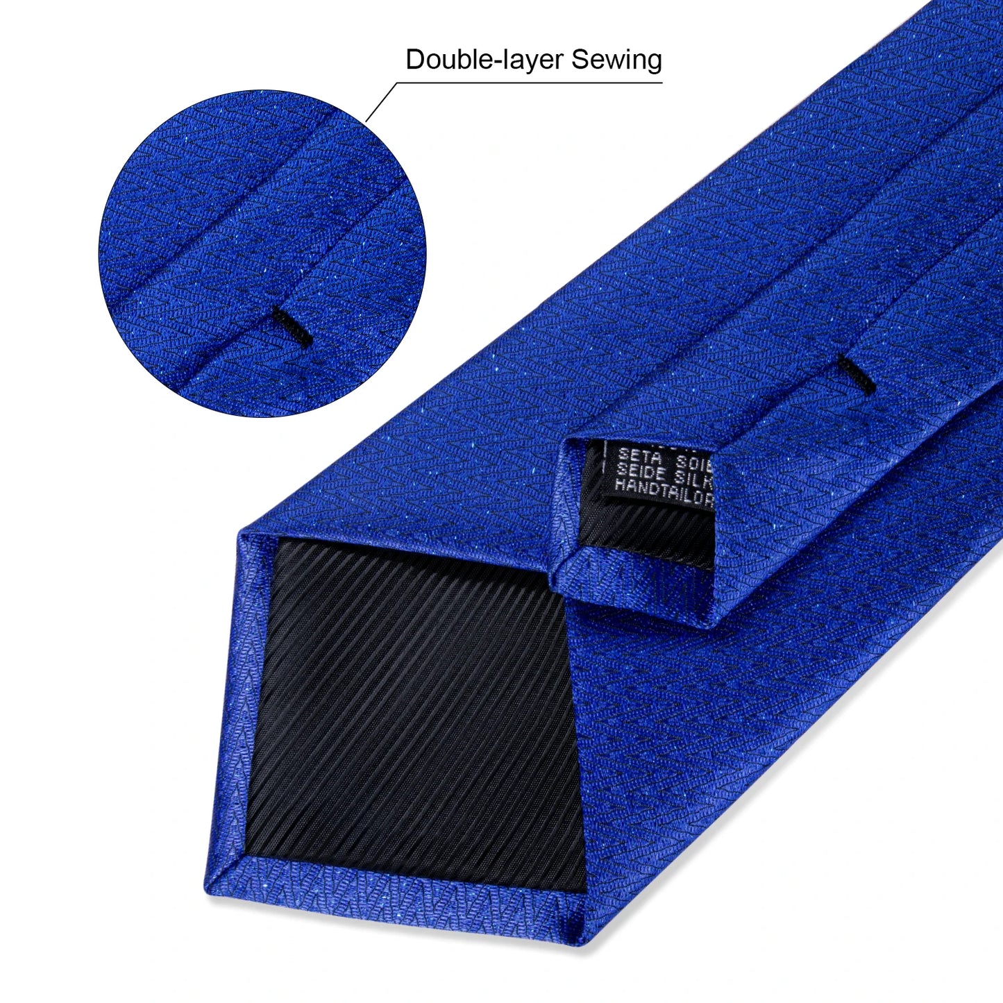 Men's Fashion Solid Tie Set with Handkerchief and Cufflinks