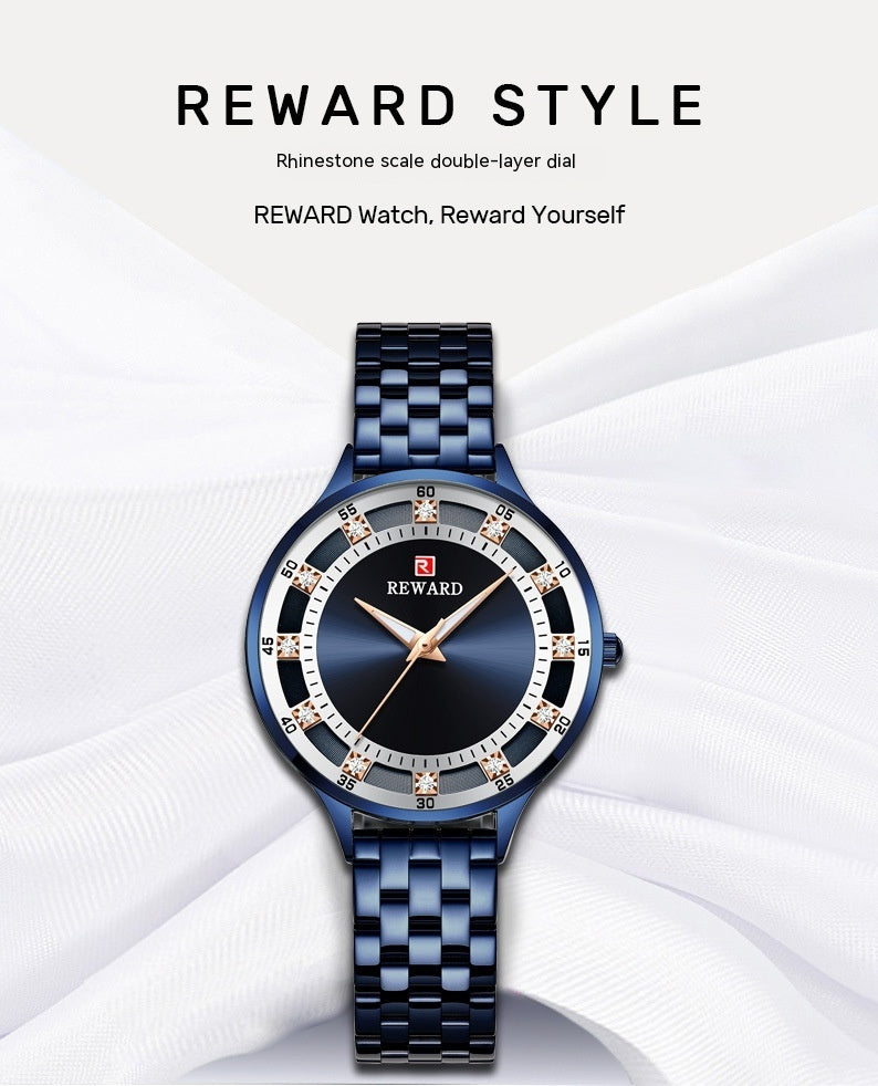 Elegant Women's Stainless Steel Waterproof Quartz Watch – Timeless Precision & Style